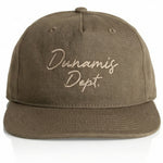 Brown cap with 'Dunamis Dept.' embroidery on a white background