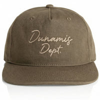 Brown cap with 'Dunamis Dept.' embroidery on a white background